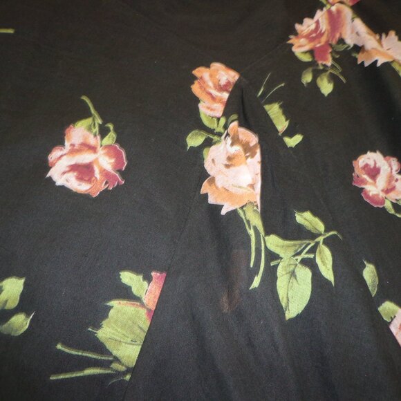 Necessary Objects Skirt S Lined Roses Black Multi Side Zip Closure Flared - Picture 10 of 12